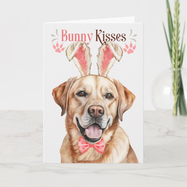 Yellow Labrador Dog in Bunny Ears for Easter Holiday Card (Front)