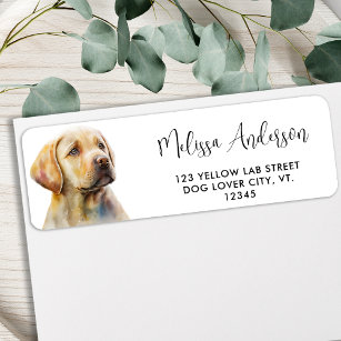 Yellow Labrador Dog Watercolor Return Address