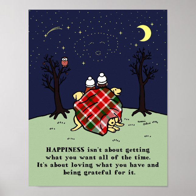 Yellow Labrador Family and Starry Sky Poster (Front)