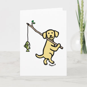 Yellow Labrador Fishing Cartoon  Card