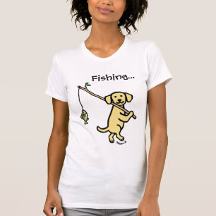 Yellow Labrador Fishing Cartoon  T-Shirt