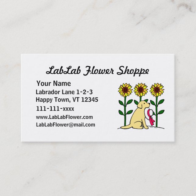 Yellow Labrador Flower Business Business Card (Front)