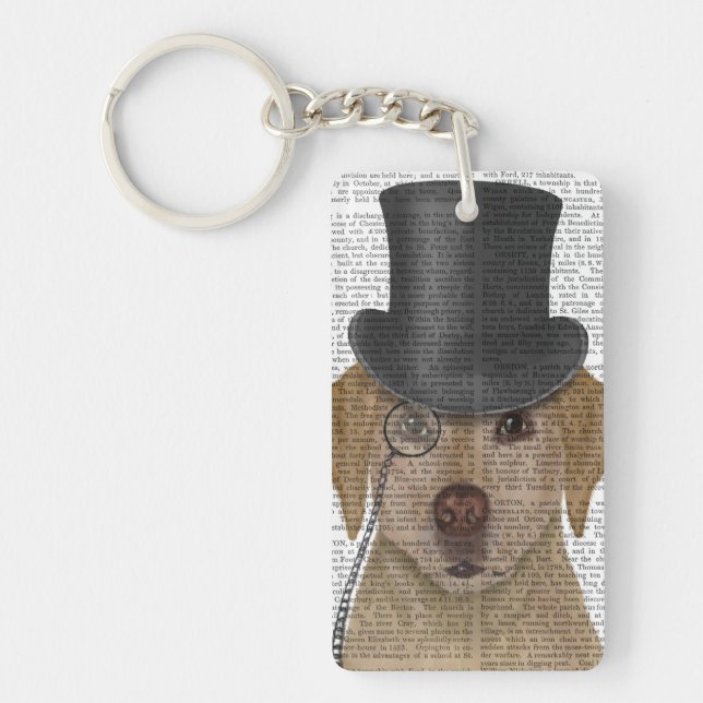 Yellow Labrador, Formal Hound and Hat Key Ring (Front)