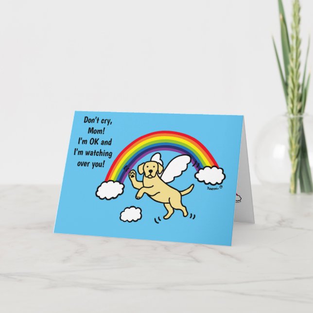 Yellow Labrador Guardian Angel (Rainbow Bridge) Card (Front)