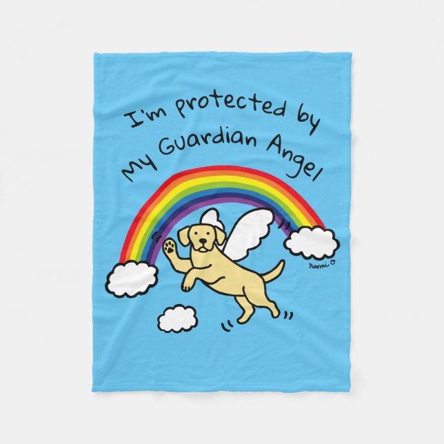 Yellow Labrador Guardian Angel (Rainbow Bridge) Fleece Blanket (Front)