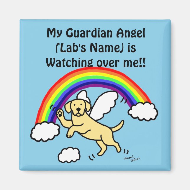 Yellow Labrador Guardian Angel (Rainbow Bridge) Magnet (Front)