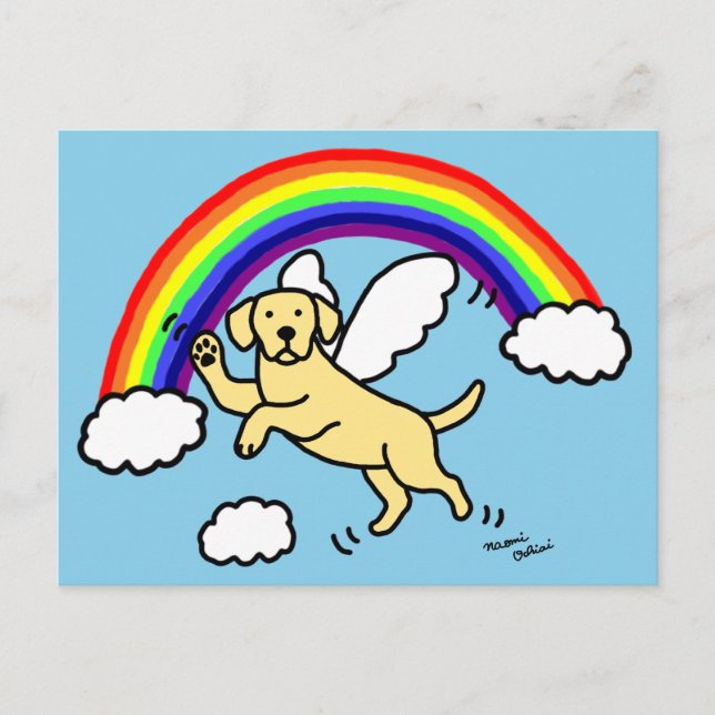 Yellow Labrador Guardian Angel (Rainbow Bridge) Postcard (Front)