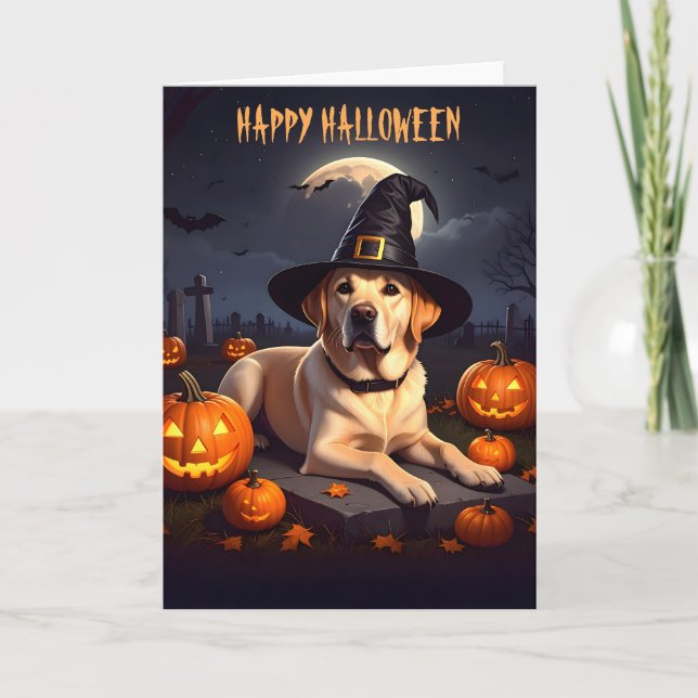 Yellow Labrador Halloween Card (Front)