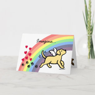 Yellow Labrador Hearts Rainbow Bridge Card