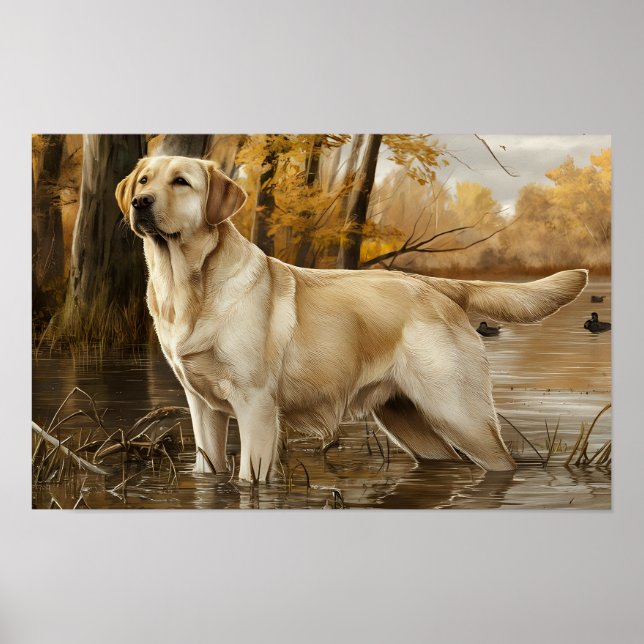 Yellow Labrador Hunting Poster, Duck Hunters Poster (Front)
