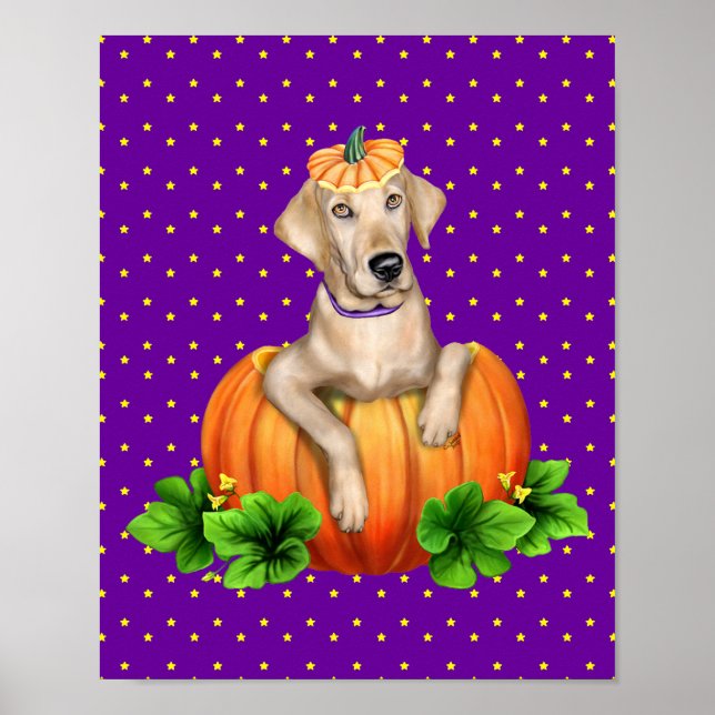 Yellow Labrador Labr-O-Lantern Poster (Front)