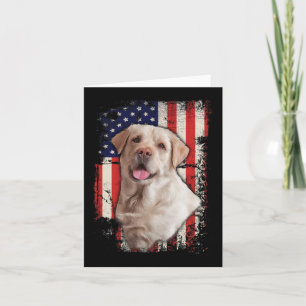 Yellow Labrador Labs Patriotic American Flag Dog 4 Card