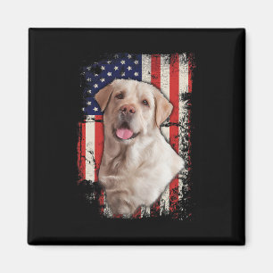 Yellow Labrador Labs Patriotic American Flag Dog 4 Magnet