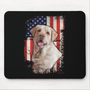 Yellow Labrador Labs Patriotic American Flag Dog 4 Mouse Mat