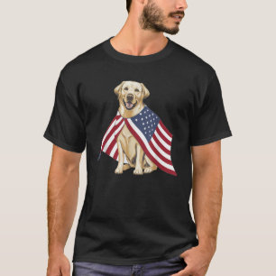 Yellow Labrador Labs Patriotic American Flag Dog 4 T-Shirt