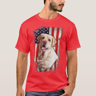 Yellow Labrador Labs Patriotic American Flag Dog 4 T-Shirt