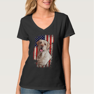 Yellow Labrador Labs Patriotic American Flag Dog 4 T-Shirt