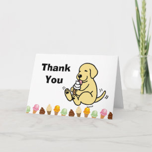 Yellow Labrador Licking Ice Cream Thank You Card