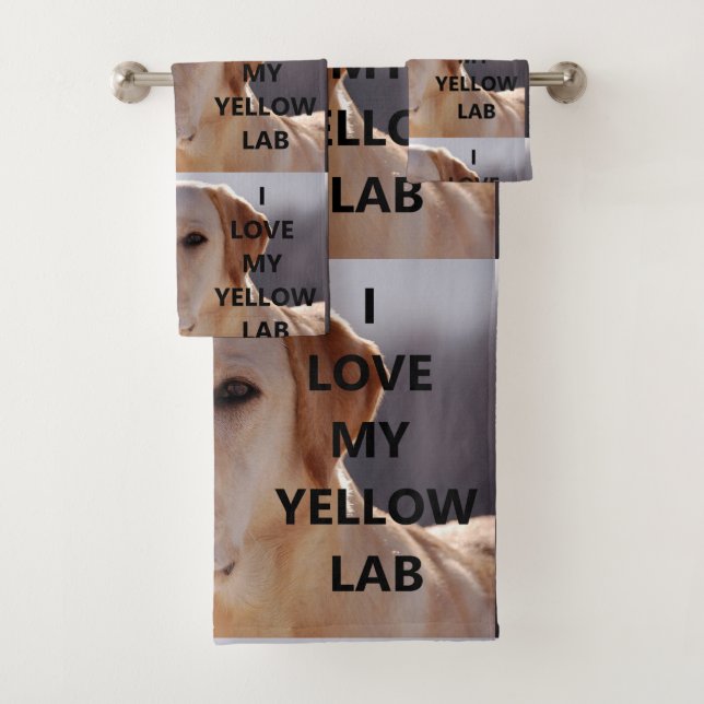 yellow labrador love w pic bath towel set (Insitu)