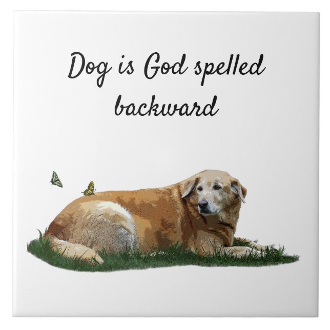 Yellow Labrador Mixed Breed Dog Ceramic Tile (Front)