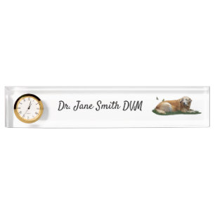 Yellow Labrador Mixed Breed Dog Desk Name Plate