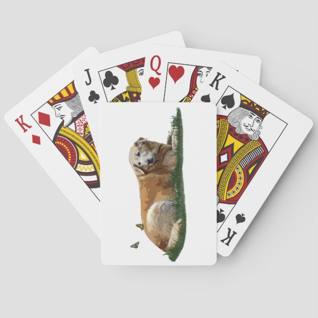 Yellow Labrador Mixed Breed Dog Playing Cards (Back)