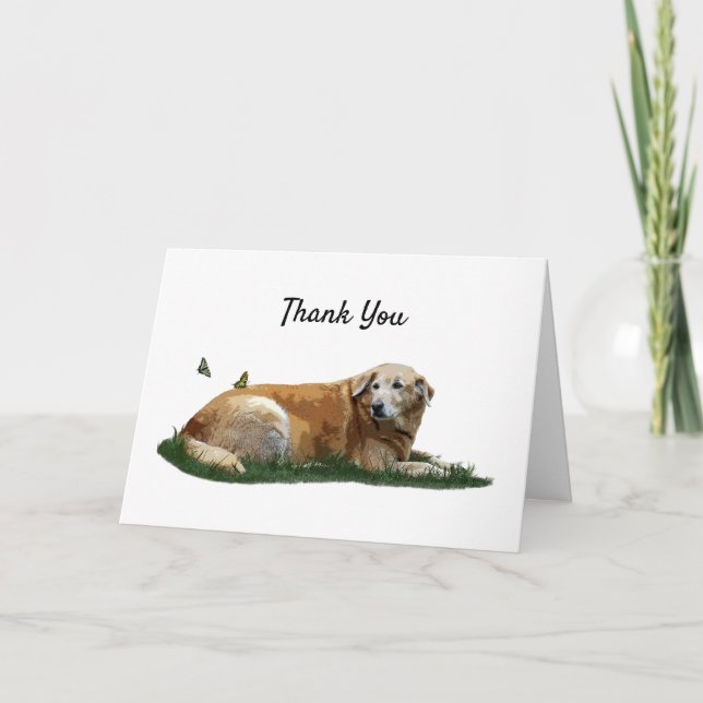 Yellow Labrador Mixed Breed Dog Thank You Card (Front)