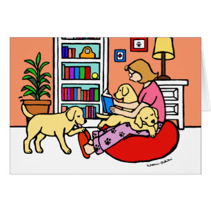 Yellow Labrador Mum Reading