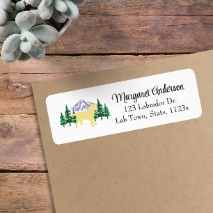 Yellow Labrador Outline Evergreen Return Address