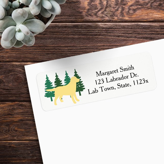 Yellow Labrador Outline Evergreen Return Address (Yellow Labrador Outline Evergreen Trees Return Address Labels for Labrador Owners.  Silhouette.)
