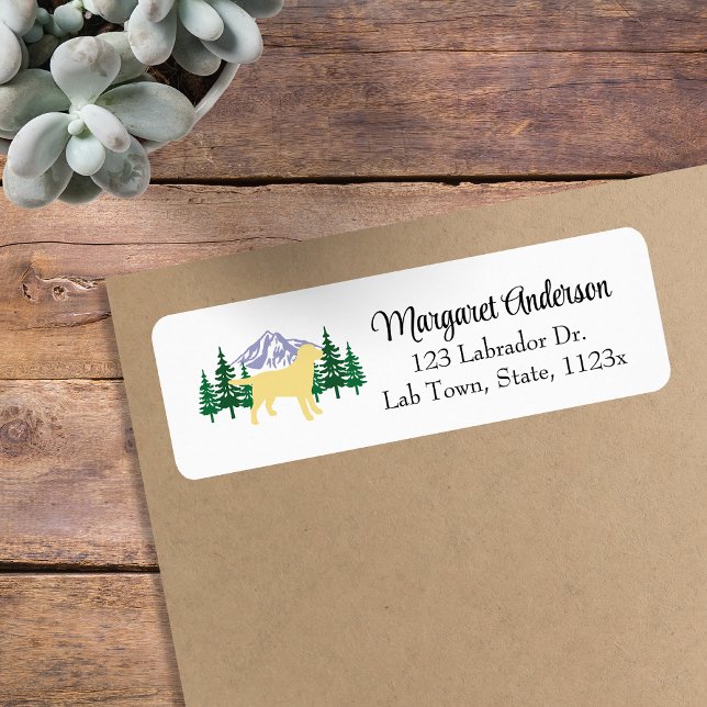 Yellow Labrador Outline Evergreen Return Address (Yellow Labrador Outline Evergreen Design Return Address Labels for Labrador Owners.  Dog Silhouette.)