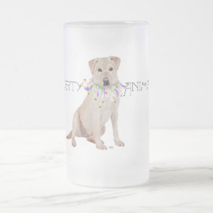 Yellow Labrador Party Animal Frosted Glass Beer Mug