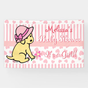 Yellow Labrador Pink Girl Baby Shower Banner