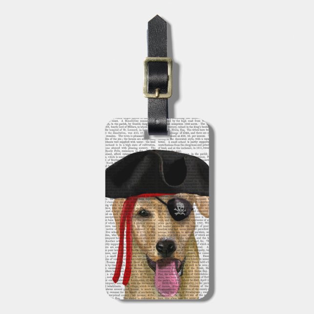 Yellow Labrador Pirate 2 Luggage Tag (Front Vertical)