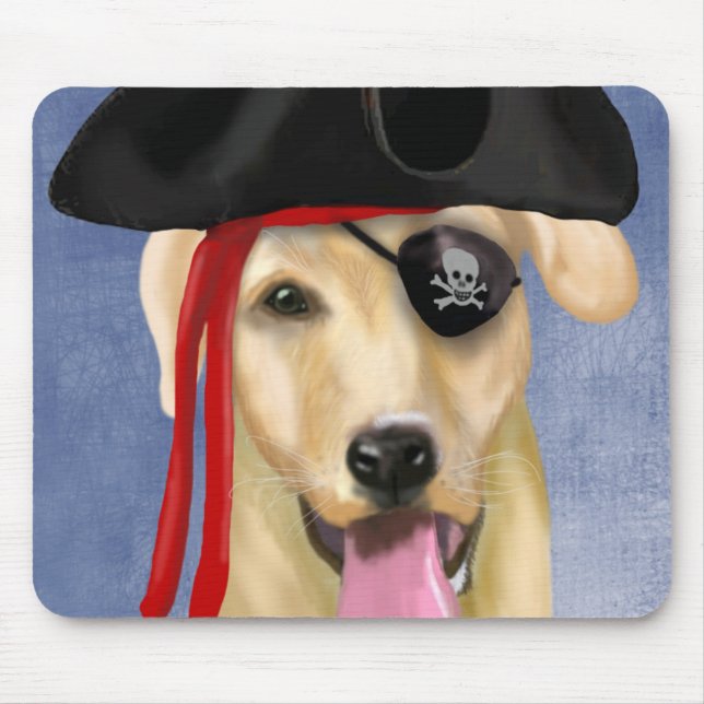 Yellow Labrador Pirate Mouse Mat (Front)