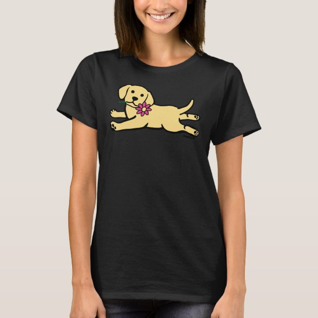 Yellow Labrador Puppy And Daisy T-Shirt (Front)