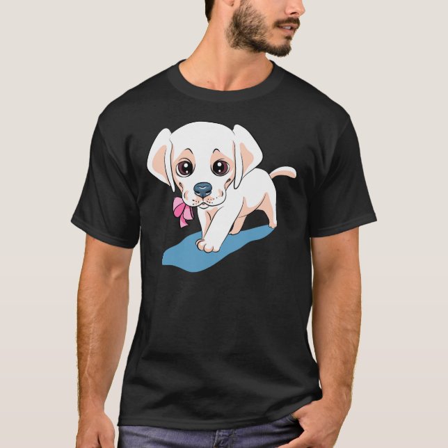 Yellow Labrador Puppy And Daisy    T-Shirt (Front)