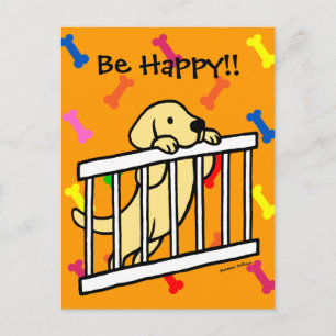 Yellow Labrador Puppy Cartoon Postcard