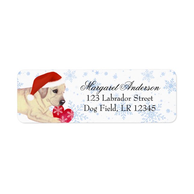 Yellow Labrador Puppy Christmas Blue Snowflake (Front)