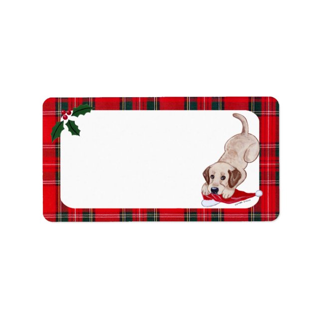 Yellow Labrador Puppy Christmas Label (Front)