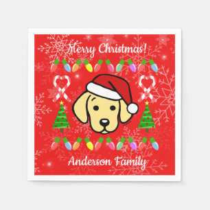 Yellow Labrador Puppy Christmas Pattern Napkin
