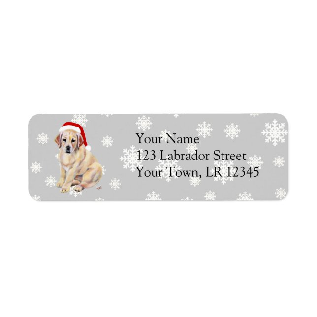 Yellow Labrador Puppy & Santa Hat Christmas (Front)