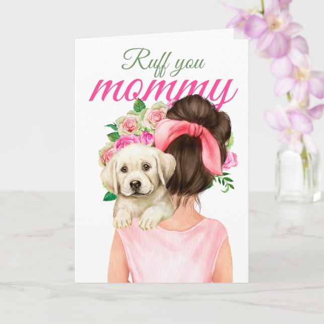 Yellow Labrador Puppy With Woman Ruff You Mummy Card (Orchid)