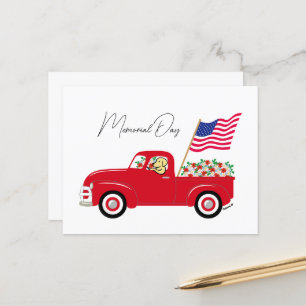 Yellow Labrador Red Truck Memorial Day Postcard