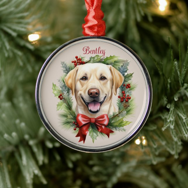 Yellow Labrador Retreiver Christmas Pet Memorial Metal Tree Decoration (Tree)