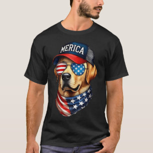 Yellow Labrador Retriever 4Th Of July Merica Usa  T-Shirt