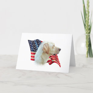 Yellow Labrador Retriever American Flag, Card