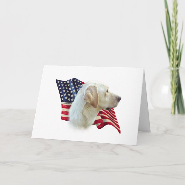 Yellow Labrador Retriever American Flag,  Card (Front)