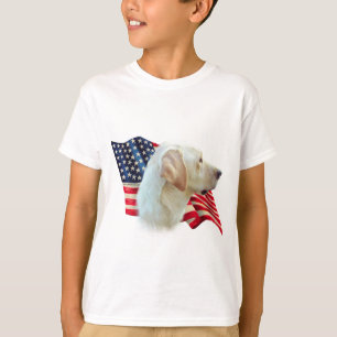 Yellow Labrador Retriever American Flag, T-Shirt