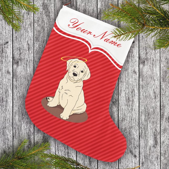 Yellow Labrador Retriever Angel Halo Large Christmas Stocking (Creator Uploaded)